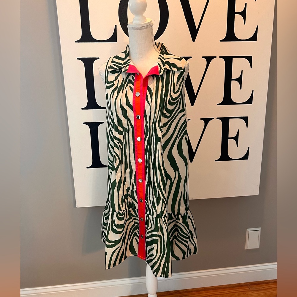 THML Green and White ZEBRA print dress size L